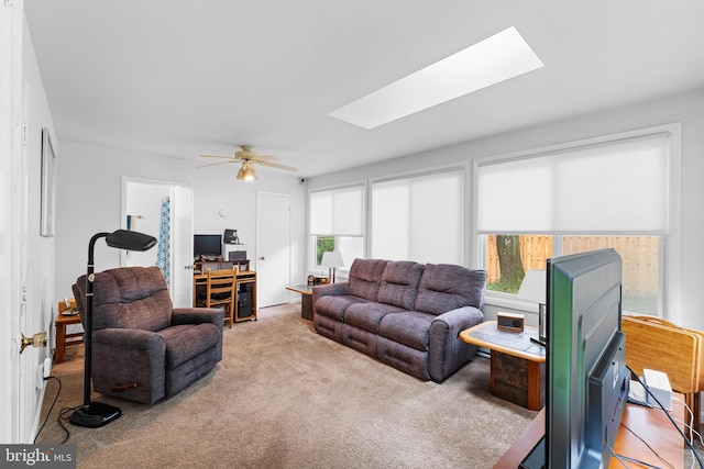 5139 Celestial Way, Columbia, MD 21044 - carpeted living area featuring a skylight and ceiling fan