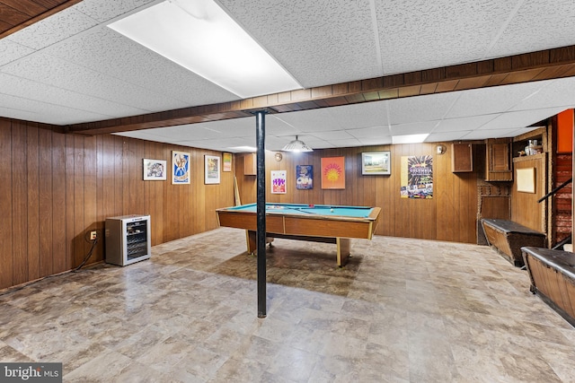 5139 Celestial Way, Columbia, MD 21044 - playroom with a paneled ceiling, billiards, wine cooler, and wooden walls