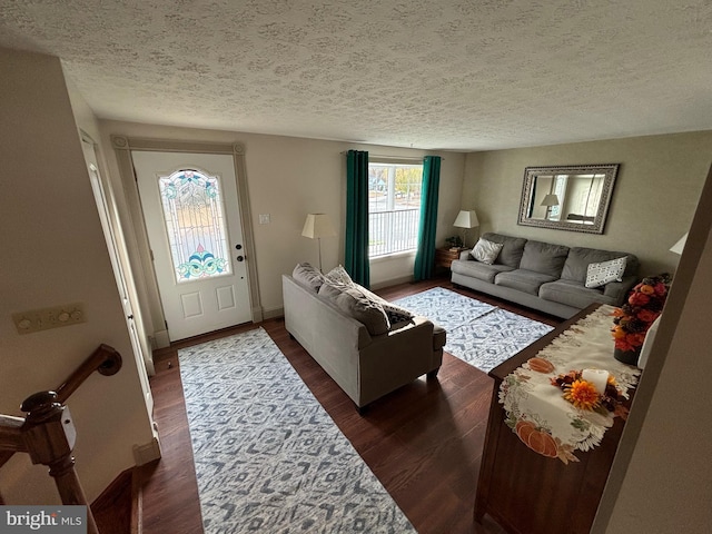 27 Dunlin Way, Sicklerville, NJ 08081 - living room featuring a textured ceiling and dark wood-type flooring