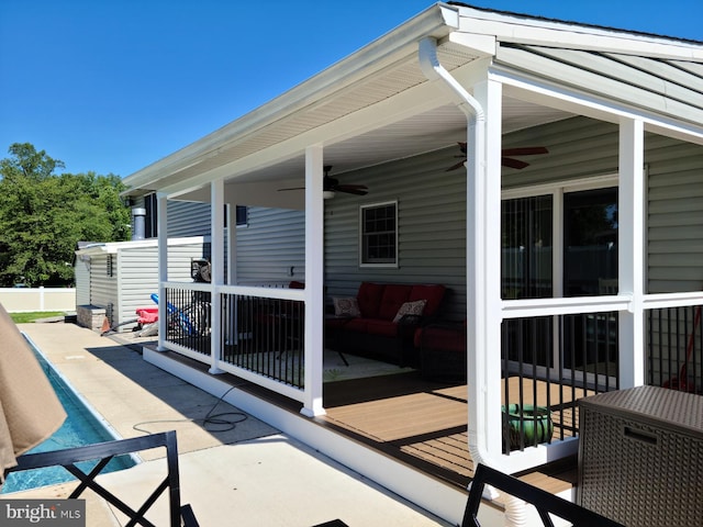 27 Dunlin Way, Sicklerville, NJ 08081 - view of patio / terrace featuring ceiling fan, outdoor lounge area, and a wooden deck