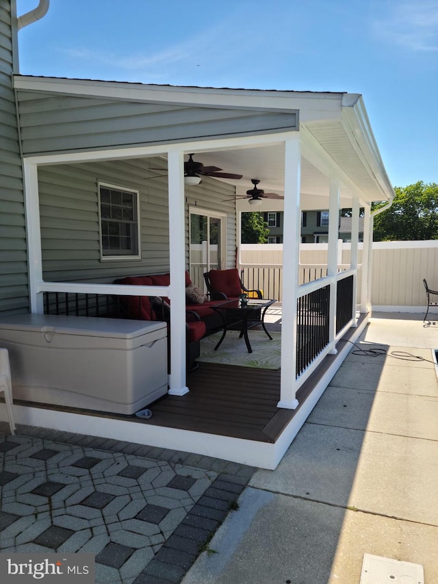27 Dunlin Way, Sicklerville, NJ 08081 - porch featuring a ceiling fan