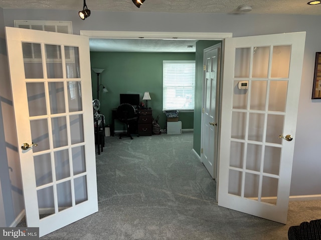 27 Dunlin Way, Sicklerville, NJ 08081 - carpeted home office featuring french doors and a textured ceiling