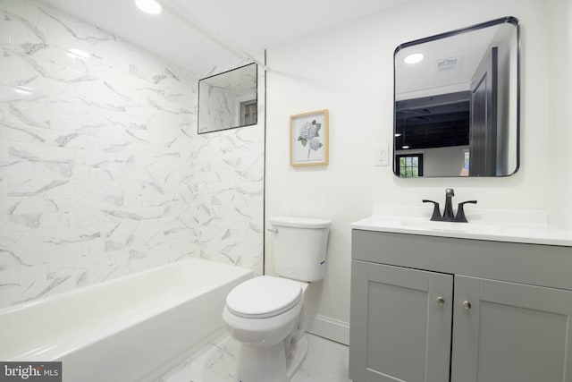 1117 Overbrook Rd, Baltimore, MD 21239 - full bathroom featuring marble finish floors, vanity, and shower / tub combination
