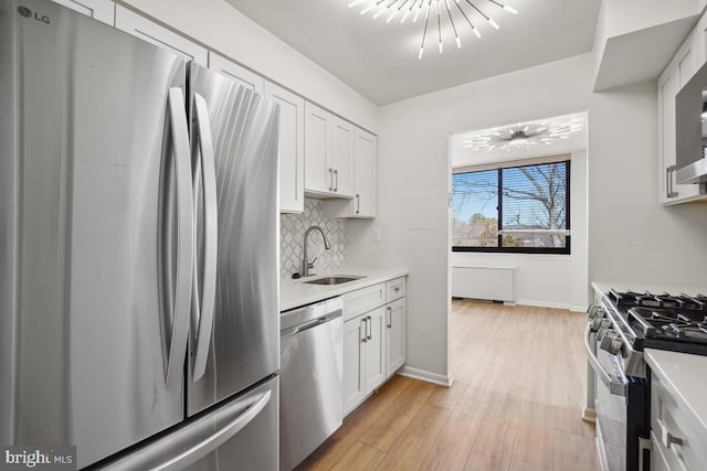 600 Roosevelt Blvd Unit 316, Falls Church, VA 22044 - kitchen with stainless steel appliances, light countertops, decorative backsplash, and white cabinetry