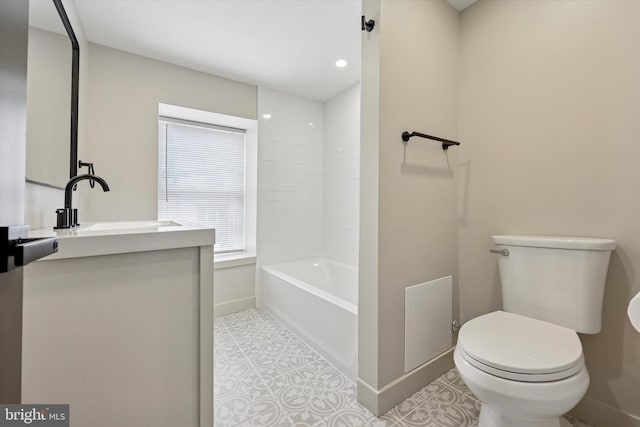 181 Levering St, Philadelphia, PA 19127 - full bath featuring vanity, tile patterned flooring, tub / shower combination, and recessed lighting