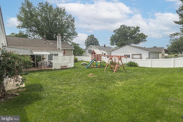 3735 Donegal Ln, Brookhaven, PA 19015 - fenced backyard featuring a playground