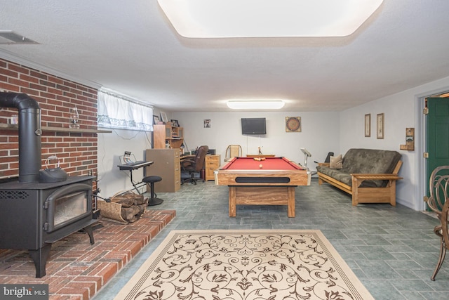 3735 Donegal Ln, Brookhaven, PA 19015 - playroom featuring a wood stove and billiards