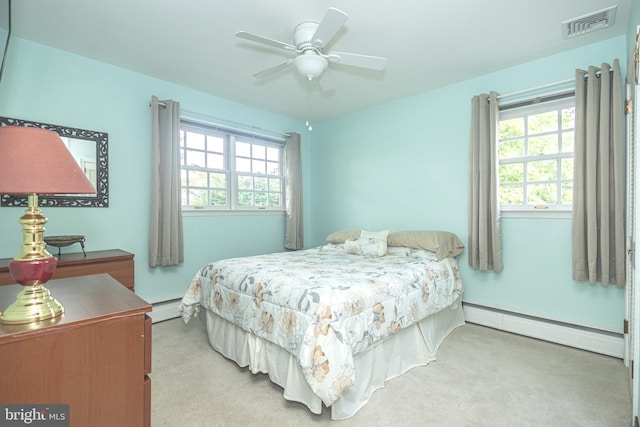 3735 Donegal Ln, Brookhaven, PA 19015 - carpeted bedroom with a baseboard radiator and ceiling fan