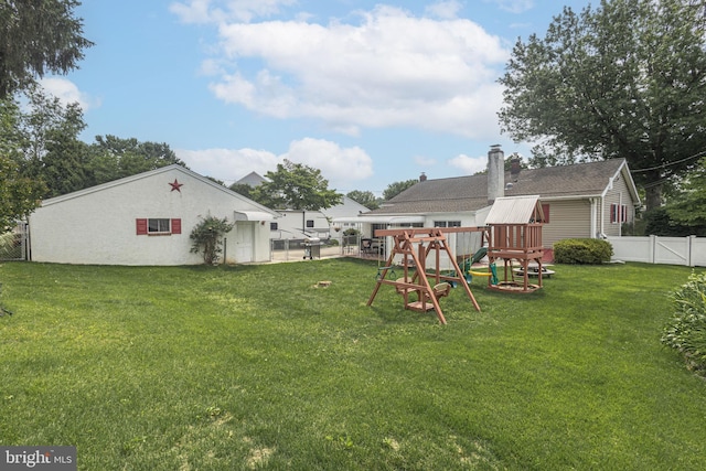 3735 Donegal Ln, Brookhaven, PA 19015 - fenced backyard featuring a playground