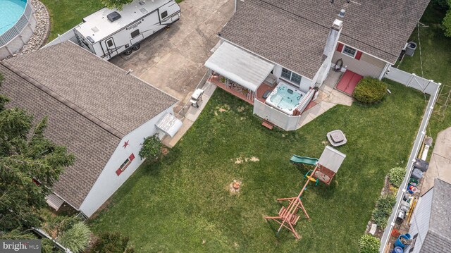 3735 Donegal Ln, Brookhaven, PA 19015 - view from above of property with a pool