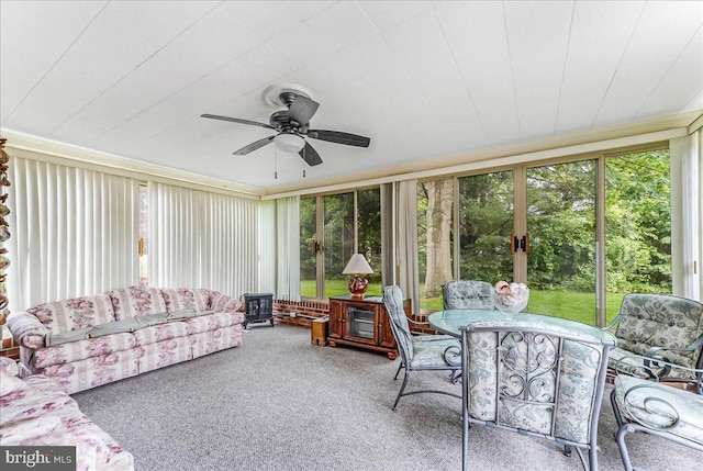228 Benjamin Blvd, Bear, DE 19701 - sunroom / solarium featuring ceiling fan, outdoor dining area, carpet floors, and french doors