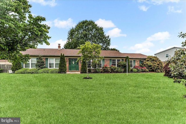 228 Benjamin Blvd, Bear, DE 19701 - ranch-style home featuring a chimney and a front yard