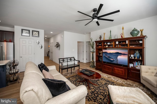 21 Walnut Grove Dr, Fredericksburg, VA 22406 - living room with ceiling fan, light wood-style flooring, and recessed lighting