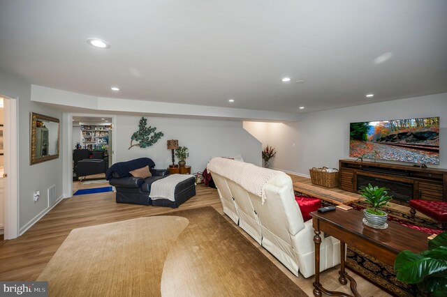 21 Walnut Grove Dr, Fredericksburg, VA 22406 - living room featuring recessed lighting, wood finished floors, and a fireplace