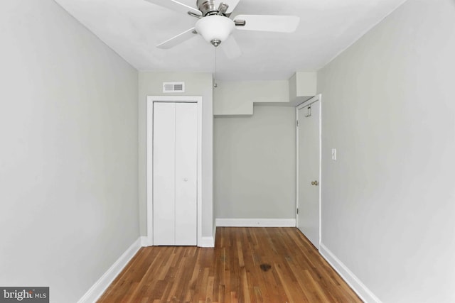 3714 Greenvale Rd, Baltimore, MD 21229 - unfurnished bedroom featuring wood finished floors, a closet, and ceiling fan