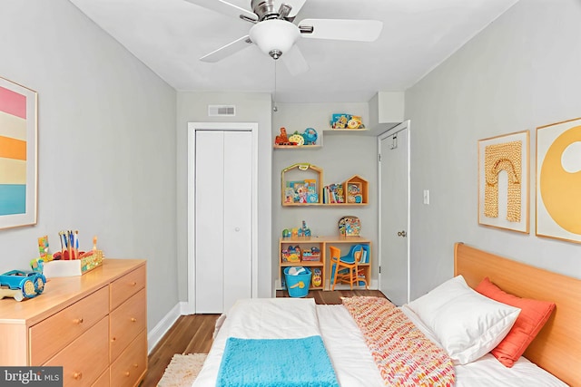 3714 Greenvale Rd, Baltimore, MD 21229 - bedroom with dark wood-type flooring and ceiling fan