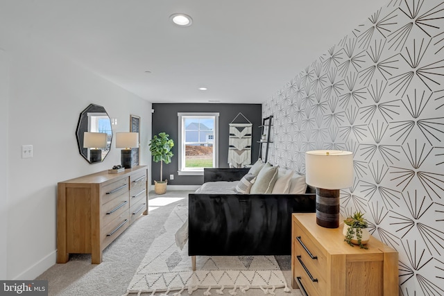 539 Whimsical Dr, Havre De Grace, MD 21078 - bedroom featuring recessed lighting, light carpet, and an accent wall
