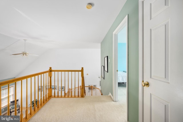 4 Monument Dr, Stafford, VA 22554 - hallway featuring an upstairs landing, vaulted ceiling, and carpet floors
