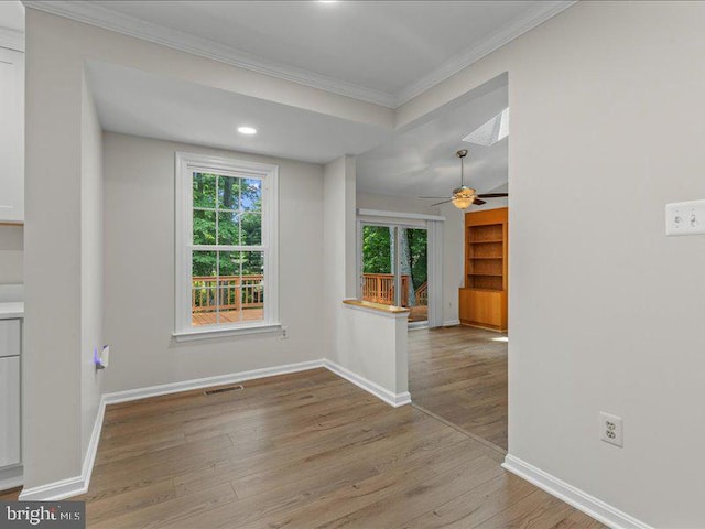 900 Young Dairy Ct, Herndon, VA 20170 - empty room featuring ornamental molding, wood finished floors, ceiling fan, and recessed lighting