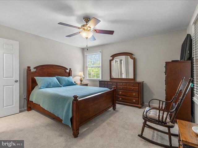 900 Young Dairy Ct, Herndon, VA 20170 - bedroom with light colored carpet and a ceiling fan
