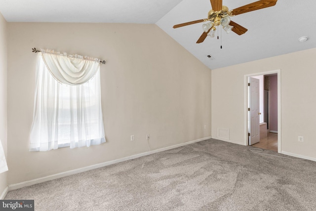 135 Hobbs Hole Ln, Tappahannock, VA 22560 - unfurnished bedroom with vaulted ceiling, carpet, and a ceiling fan