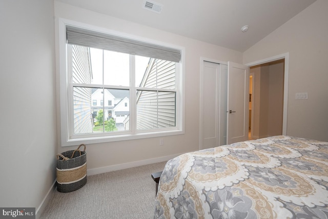 726 Switchman Rd, Media, PA 19063 - bedroom featuring multiple windows, carpet, vaulted ceiling, and a closet