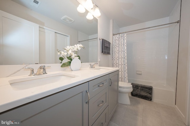 726 Switchman Rd, Media, PA 19063 - full bathroom with double vanity, shower / bath combo, and tile patterned floors
