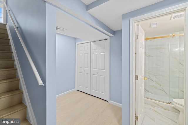 8318 Brookvale Ct, Springfield, VA 22153 - corridor with stairway and wood finished floors