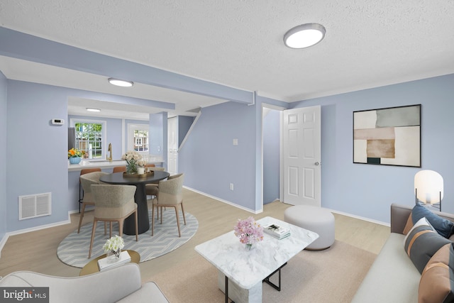 8318 Brookvale Ct, Springfield, VA 22153 - living room featuring a textured ceiling and light wood-type flooring