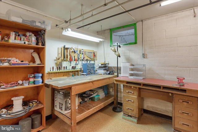 1134 William St, State College, PA 16801 - office space with a workshop area and concrete block wall