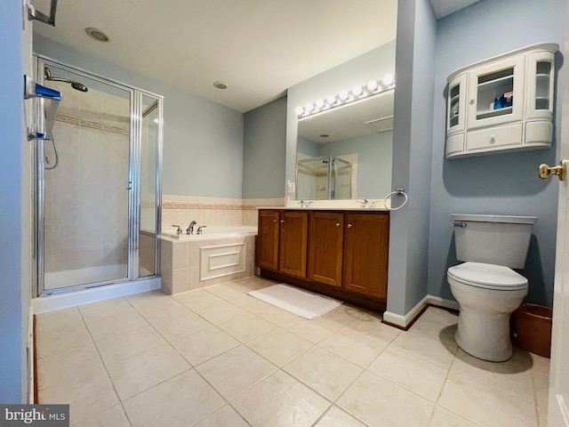 461 Clayhall St, Gaithersburg, MD 20878 - bathroom featuring tile patterned flooring, a garden tub, vanity, and a shower stall