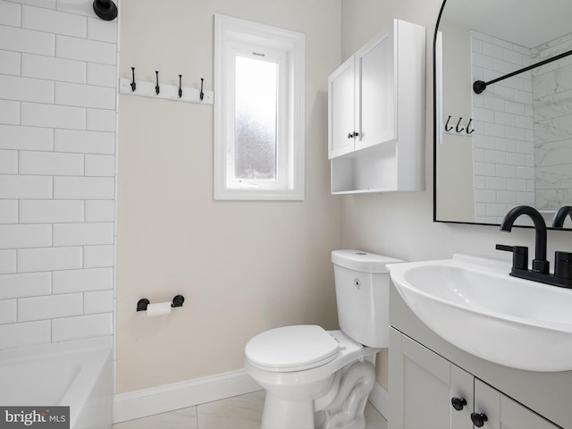 105 Bette Rd, Wilmington, DE 19803 - bathroom with vanity, marble look tile flooring, and bathing tub / shower combination