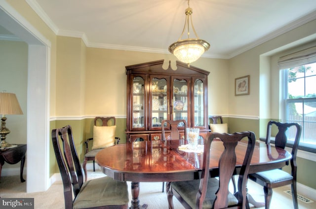 24 Brearly Dr, Sicklerville, NJ 08081 - dining area featuring carpet floors and ornamental molding