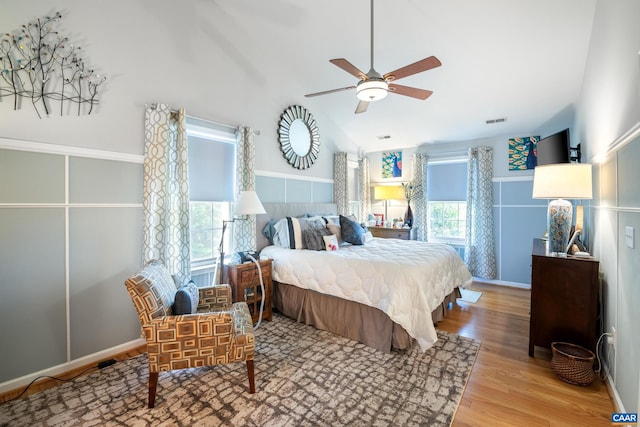 1500 Honeysuckle Ln, Charlottesville, VA 22902 - bedroom featuring light wood finished floors, vaulted ceiling, and ceiling fan