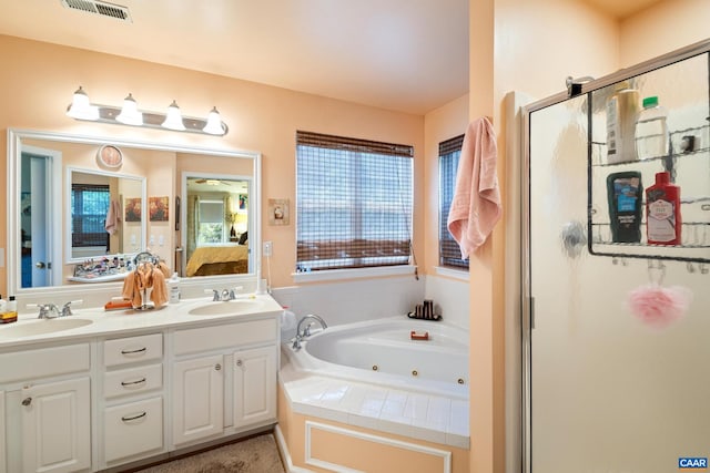 1500 Honeysuckle Ln, Charlottesville, VA 22902 - bathroom with a jetted tub, a stall shower, ensuite bath, and double vanity