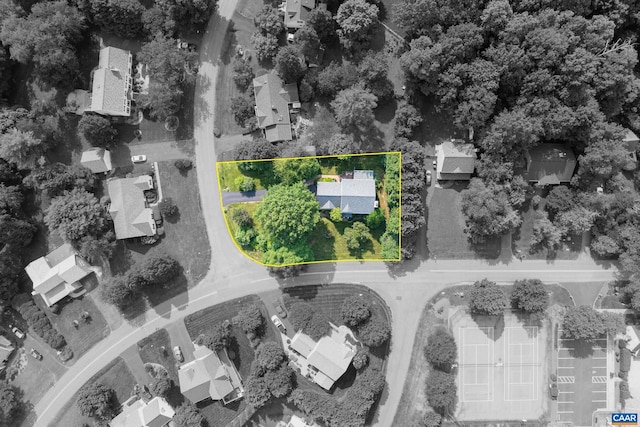 1500 Honeysuckle Ln, Charlottesville, VA 22902 - aerial view of property's location featuring property parcel outlined
