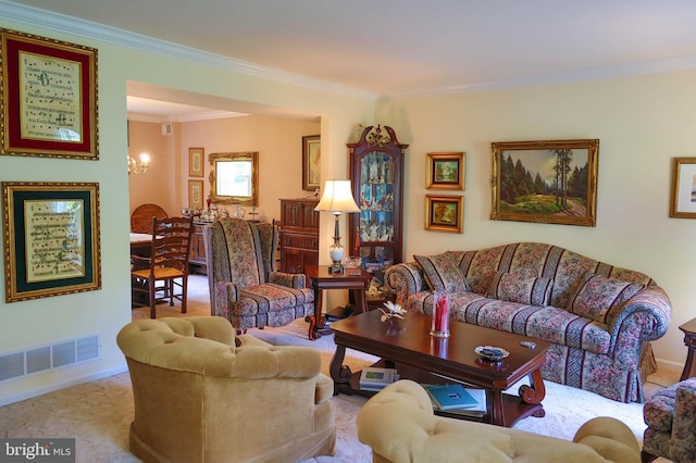2050 Creek Way, Lansdale, PA 19446 - living room with ornamental molding and carpet flooring