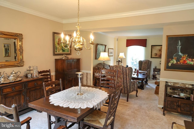 2050 Creek Way, Lansdale, PA 19446 - dining room with a chandelier, ornamental molding, and light colored carpet
