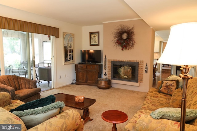 2050 Creek Way, Lansdale, PA 19446 - living room featuring carpet and a fireplace
