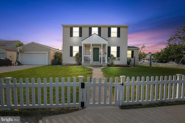 8255 Longpoint Rd, Baltimore, MD 21222 - view of front of house with a fenced front yard and a detached garage