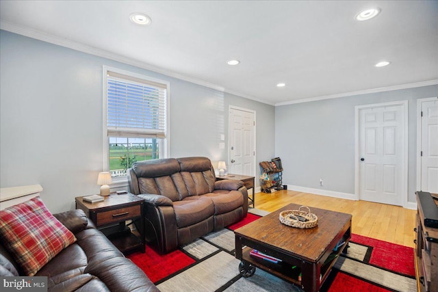 8255 Longpoint Rd, Baltimore, MD 21222 - living area with light wood-style flooring, recessed lighting, and crown molding