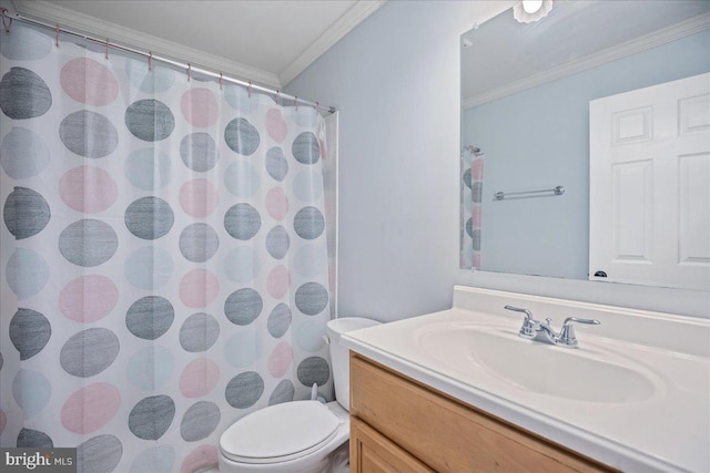 8255 Longpoint Rd, Baltimore, MD 21222 - bathroom featuring ornamental molding, vanity, and a shower with shower curtain