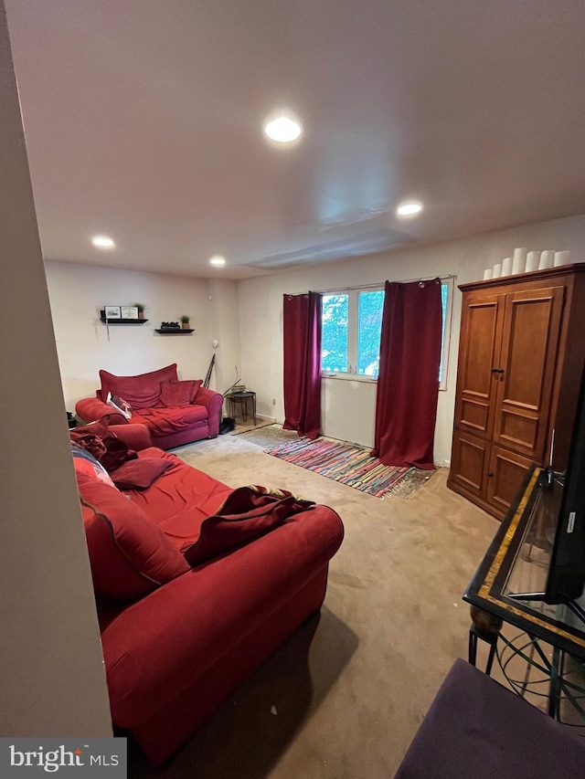 129 Laureba Ave, Stratford, NJ 08084 - living area featuring light carpet and recessed lighting