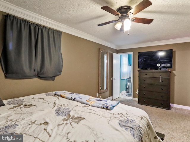 15 Nightingale St, Keyser, WV 26726 - carpeted bedroom with a textured ceiling, ornamental molding, and a ceiling fan