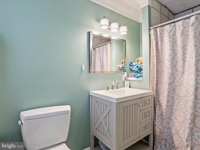 15 Nightingale St, Keyser, WV 26726 - bathroom featuring ornamental molding, vanity, and a shower with curtain