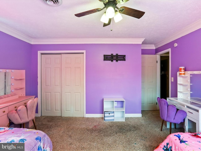 15 Nightingale St, Keyser, WV 26726 - bedroom with a closet, crown molding, carpet flooring, and ceiling fan