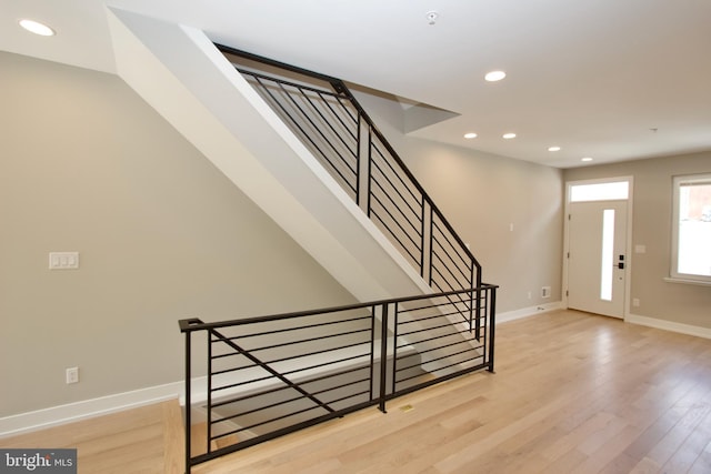 2417 N Hancock St, Philadelphia, PA 19133 - foyer entrance with wood finished floors and recessed lighting