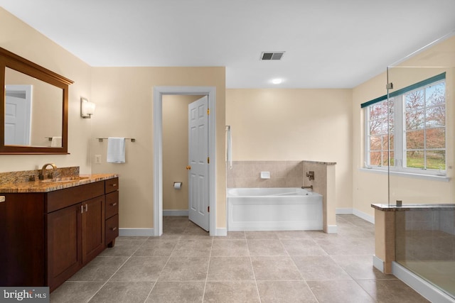 7904 Windsor Knoll Ln, Laytonsville, MD 20882 - bathroom with vanity, a bath, and tile patterned floors