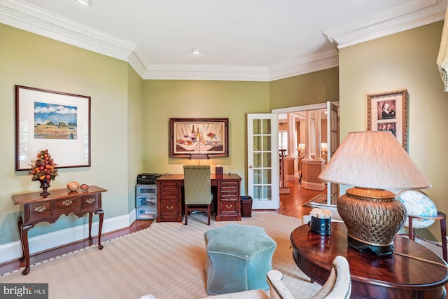 9858 Palace Green Way, Vienna, VA 22181 - home office featuring crown molding, french doors, and wood finished floors