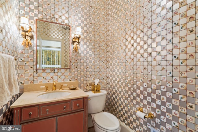 9858 Palace Green Way, Vienna, VA 22181 - half bath featuring wallpapered walls and vanity